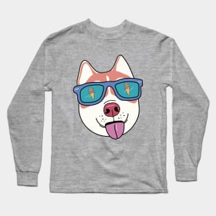 Husky dog with sunglasses Long Sleeve T-Shirt